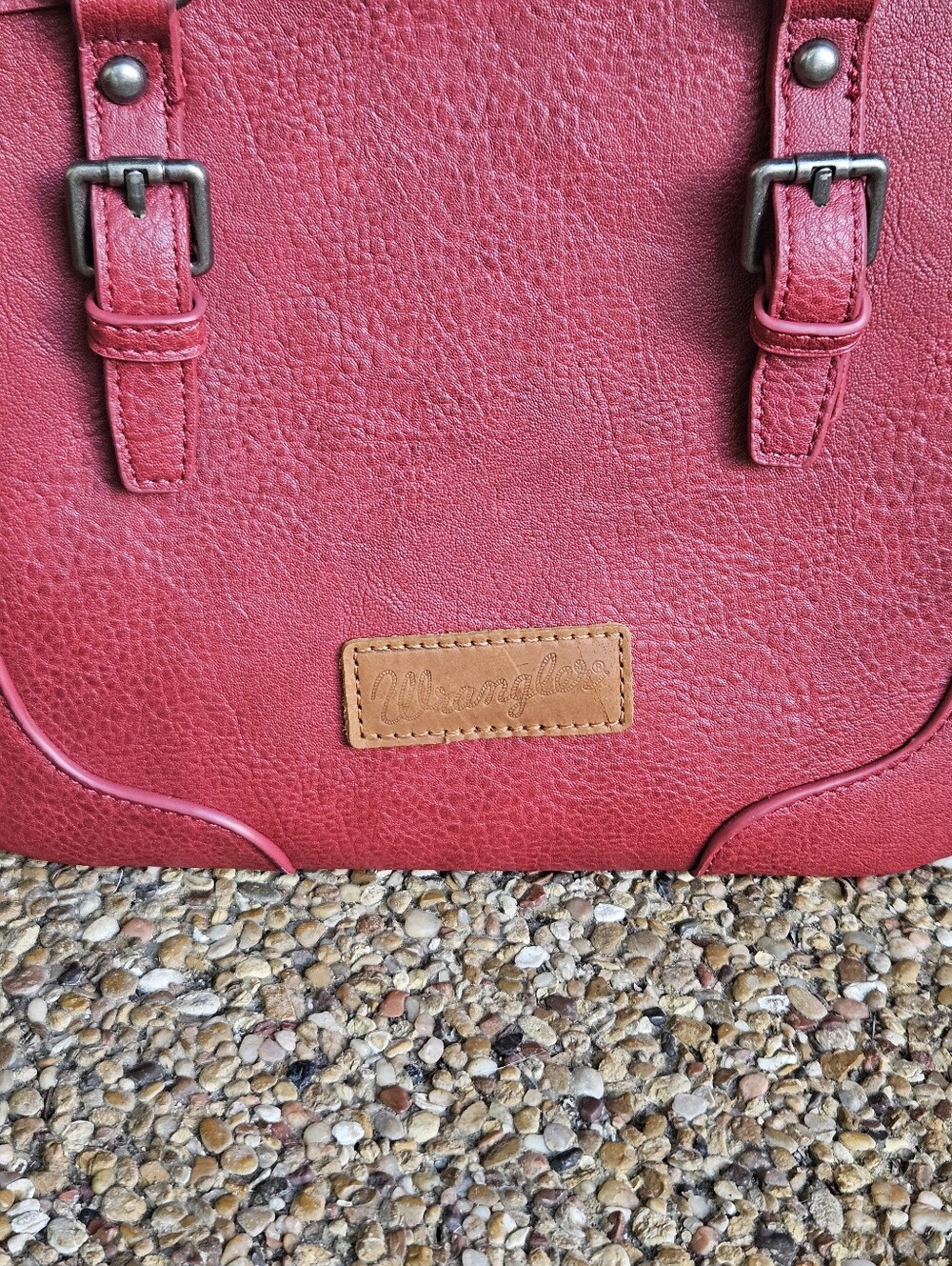 Wrangler Red Leather Satchel/Crossbody Handbag. - Picture 3 of 9